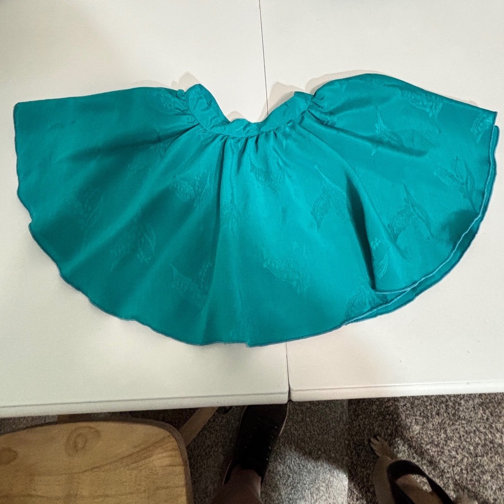 Bethany Classics Blouse Womens XL Teal Ruffle Neck Jacquard Long Sleeve - Picture 6 of 9